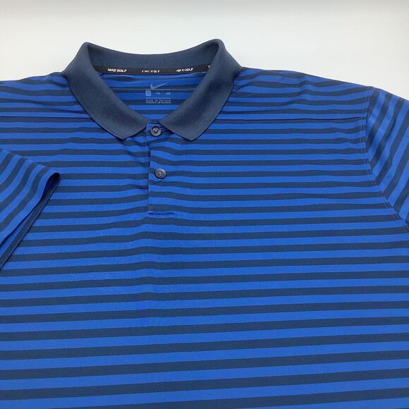 Nike Golf Mens Short Sleeve Dri Fit Golf Polo Blue Striped Size‎ XXL - Picture 1 of 8